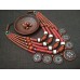 Necklace Dukaty of ceramic beads red/white 